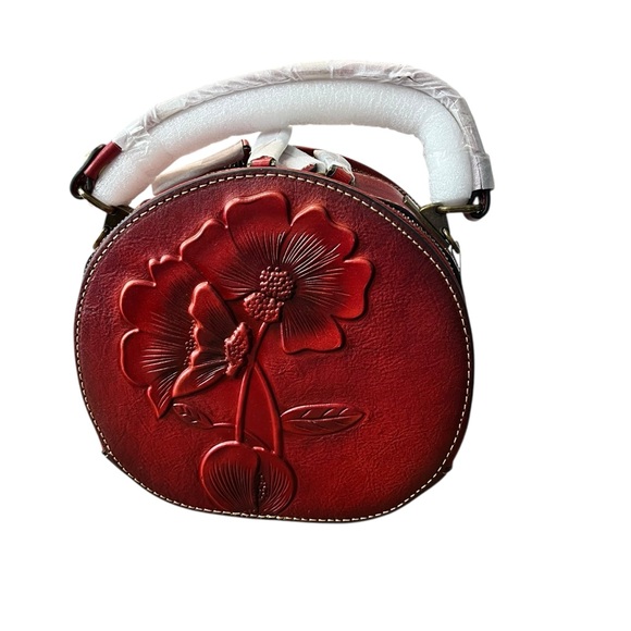 Amerileather Handbags - Ameri Leather NEW Red Floral Embossed Women's Bag